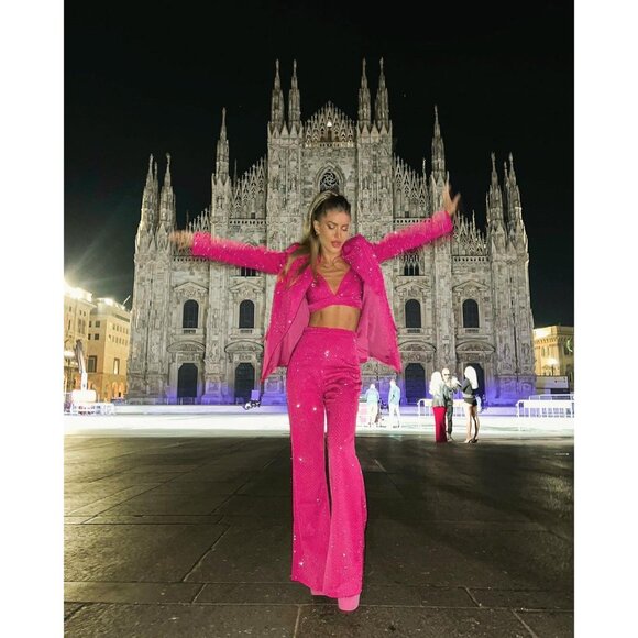 Nadine Merabi Kira Pink Studded Set XS NWT - Picture 8 of 13